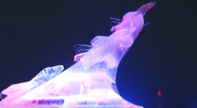 North Korean ice festival has distinctly military theme