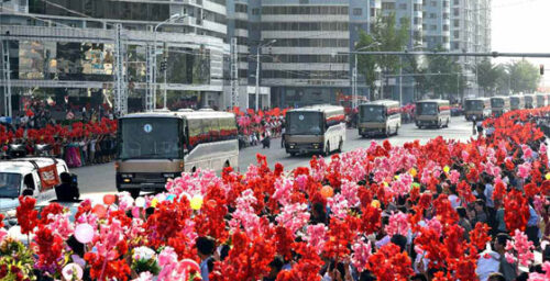 N. Korea celebrates missile launch with over 100,000-strong parade in Pyongyang