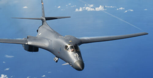 Two B-1B Lancers stage drills on western coast of Korean peninsula