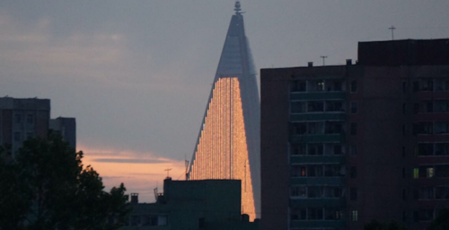 Enormous LED light wall added to side of Pyongyang’s Ryugyong Hotel