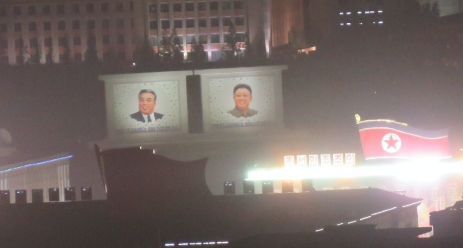 Overnight military parade preparations take place in Kim Il Sung square