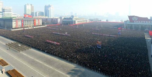 At mass rally, North Koreans pledge support for country’s new “offensive” line