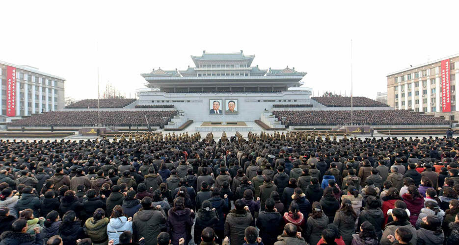 Thousands gathered in Kim Il Sung square on Sunday, cellphone network disrupted