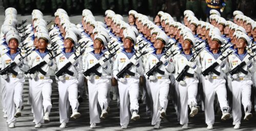 North Korean military parade training continued Friday morning: Imagery