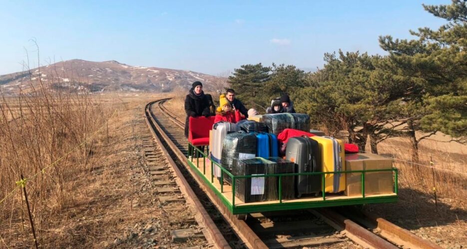 Russian diplomats exit North Korea on trolleys built for evacuating foreigners