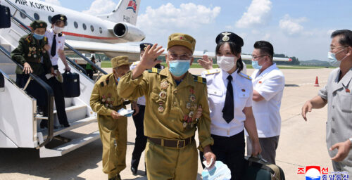 Elderly North Korean war veterans fly into Pyongyang for major conference