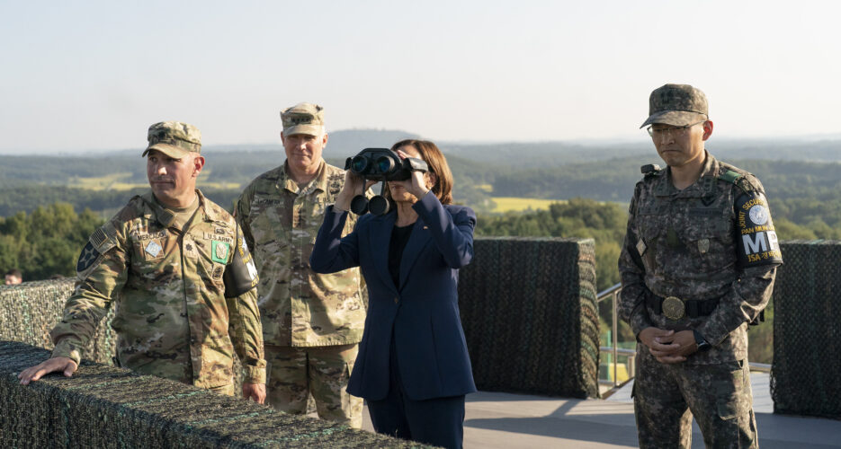 Kamala Harris and North Korea watch each other at the Demilitarized Zone