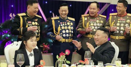 Kim Jong Un and daughter dine with military commanders ahead of weapons show