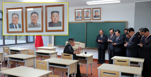 Kim Jong Un displays portrait next to predecessors in personality cult boost