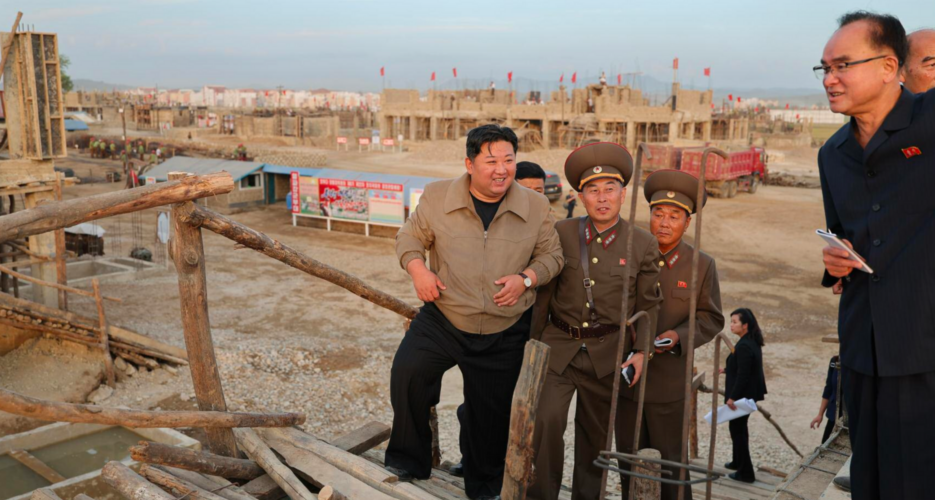 Kim Jong Un inspects flood recovery in third visit to affected areas since July