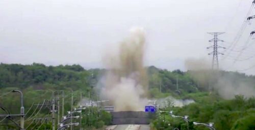 North Korea blows up inter-Korean roads, leading South to fire warning shots