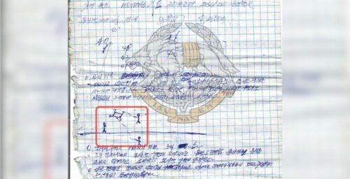 Handwritten notes tell the story of a North Korean soldier killed in Russia