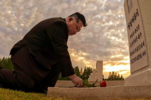 Kim Jong Un kneels at the grave of his late mentor for third straight year