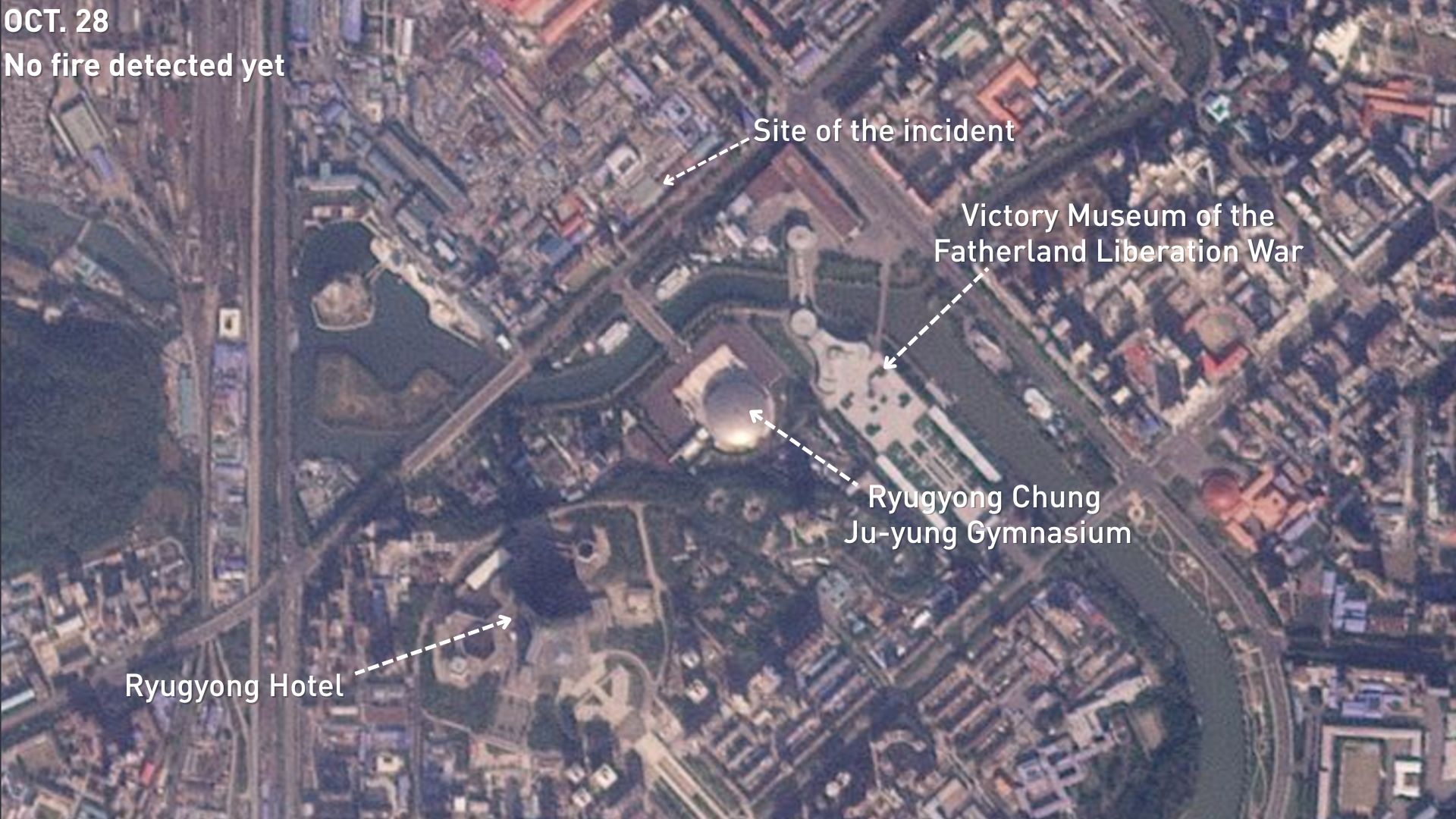 Black smoke rises over Pyongyang as large fire burns down building ...