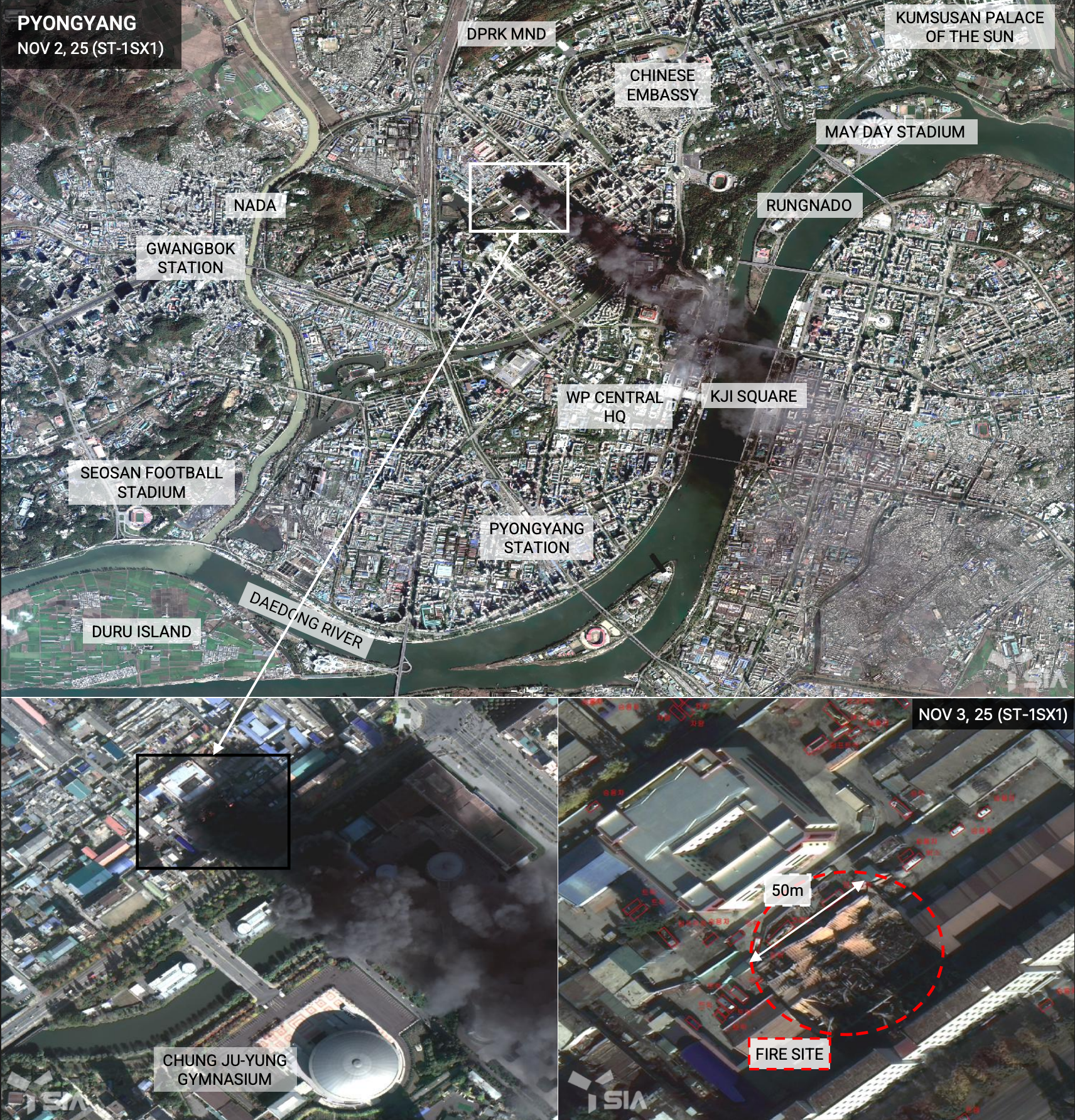Black smoke rises over Pyongyang as large fire burns down building ...
