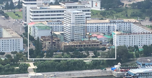 Multiple new buildings under construction near Kim Il Sung Square