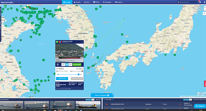 Sanctioned North Korean ship sails through S.Korean, Japanese waters