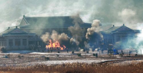 North Korea shows sign of airstrike drill around replica South Korean Blue House