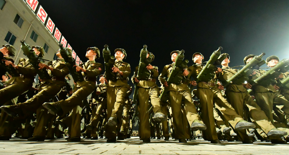 Hundreds of North Koreans start marching practice for paramilitary parade