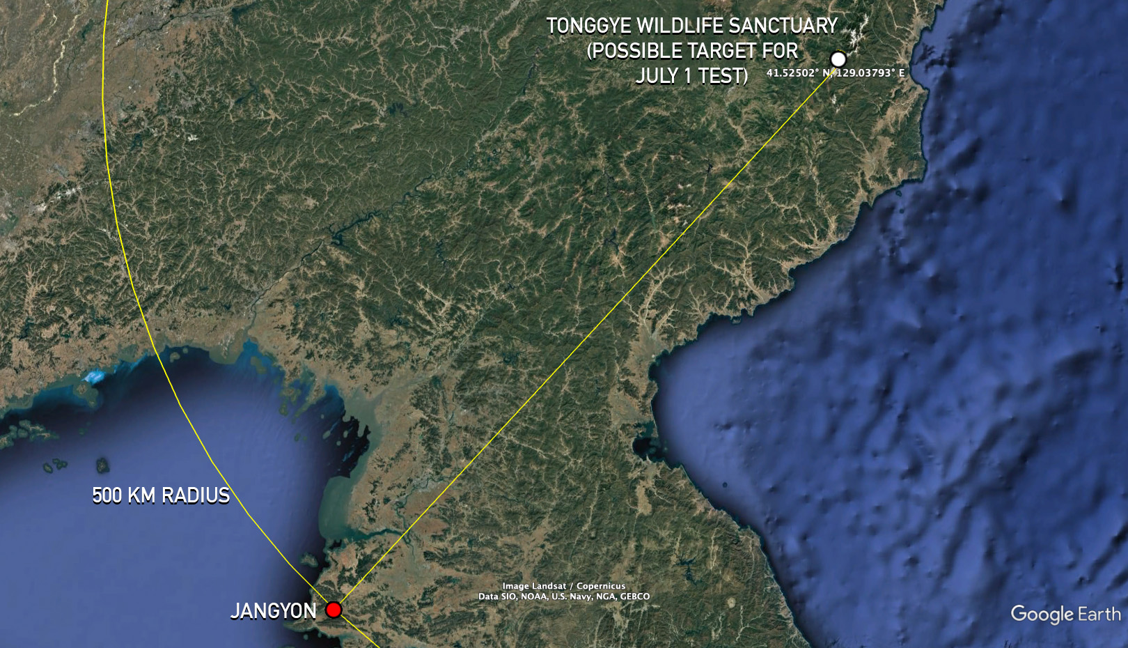 Kaechon North Korea’s new inland missile target range located in wildlife ...