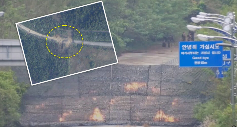 Satellite imagery shows DPRK laid explosives at edge of MDL to destroy roads