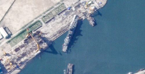 New satellite image offers clearer view of North Korean warship lifted upright